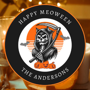 Pegatina Redonda Feliz Meoween Espeluznante Cosechadora de Almas Ga