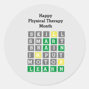 Pegatina Redonda Feliz Mes de Terapia Física Personalizado Wordle C