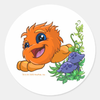 Pegatina Redonda Feliz naranja JubJub en Neopia Central