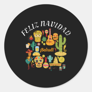 Pegatina Redonda Feliz Navidad