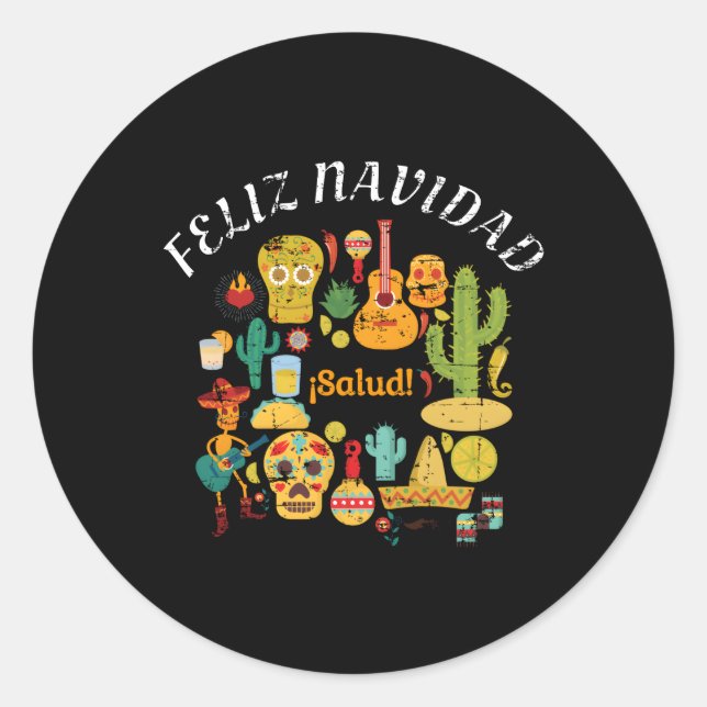 Pegatina Redonda Feliz Navidad (Anverso)