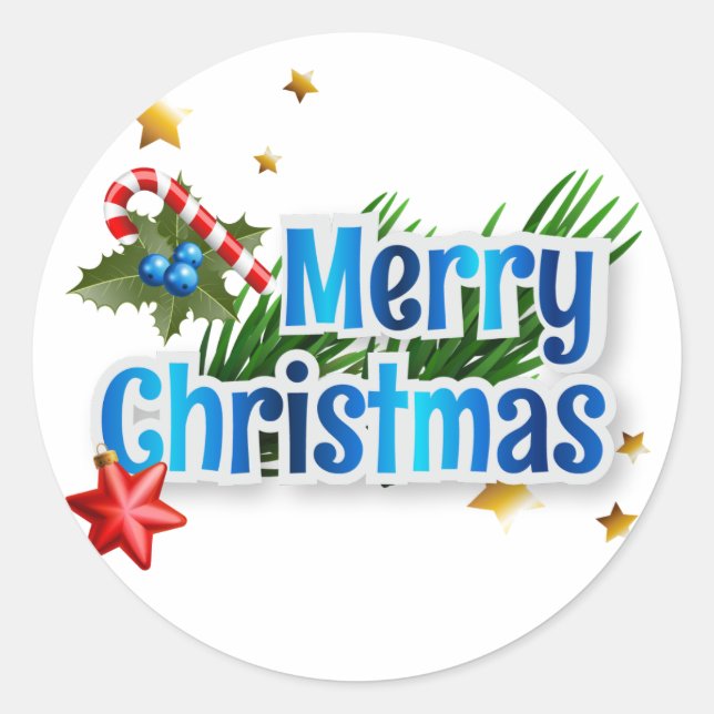 Pegatina Redonda Feliz Navidad (Anverso)