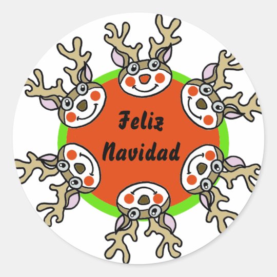 Pegatina Redonda Feliz Navidad