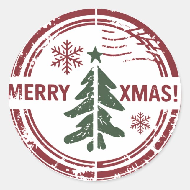 Pegatina Redonda Feliz Navidad (Anverso)