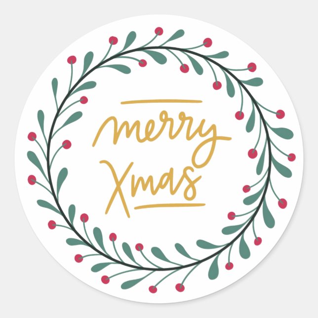 Pegatina Redonda Feliz Navidad (Anverso)