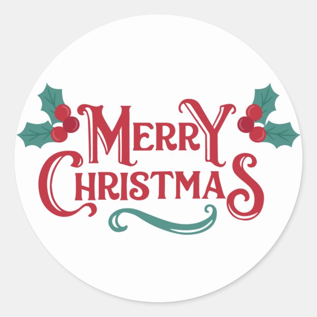 Pegatina Redonda Feliz Navidad (Anverso)