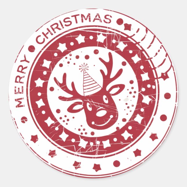 Pegatina Redonda Feliz Navidad (Anverso)