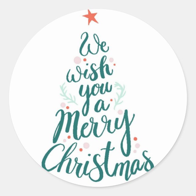 Pegatina Redonda Feliz Navidad (Anverso)