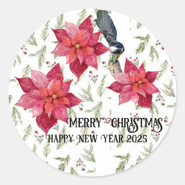 Pegatina Redonda ¡Feliz Navidad! (Anverso)