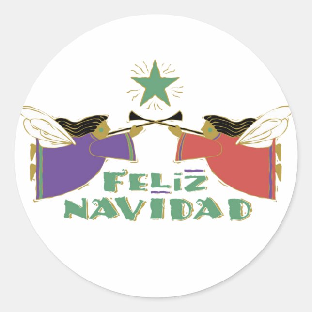 Pegatina Redonda Feliz Navidad (Anverso)