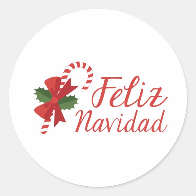 Pegatina Redonda Feliz Navidad (Anverso)