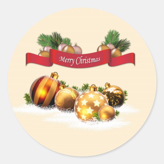 Pegatina Redonda Feliz Navidad (Anverso)