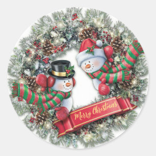 Pegatina Redonda Feliz Navidad