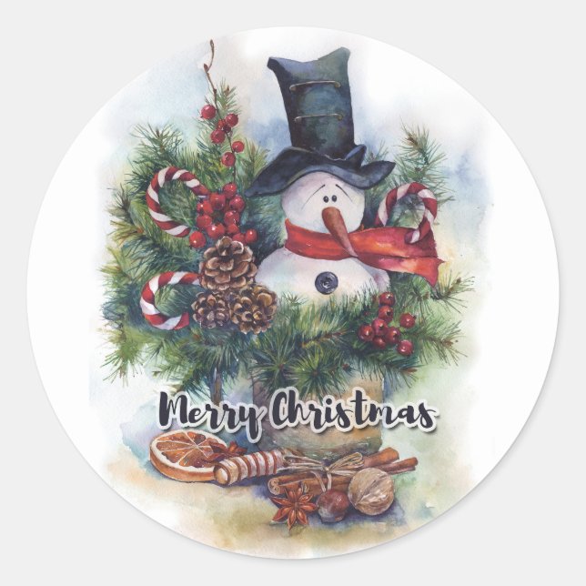 Pegatina Redonda Feliz Navidad (Anverso)