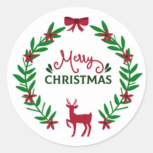 Pegatina Redonda Feliz Navidad (Anverso)