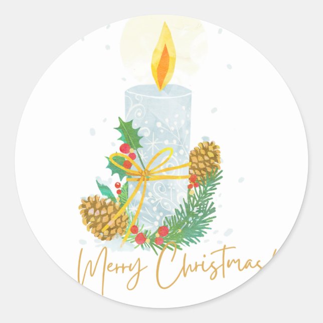 Pegatina Redonda Feliz Navidad (Anverso)