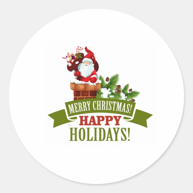 Pegatina Redonda Feliz Navidad (Anverso)