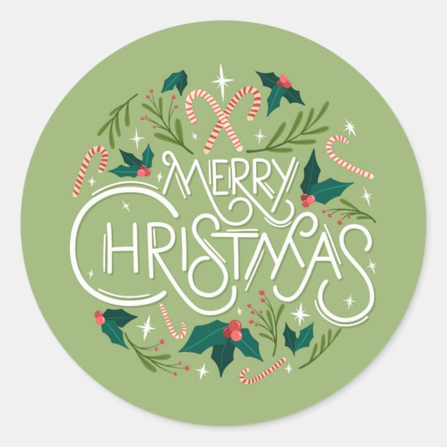 Pegatina Redonda Feliz Navidad (Anverso)