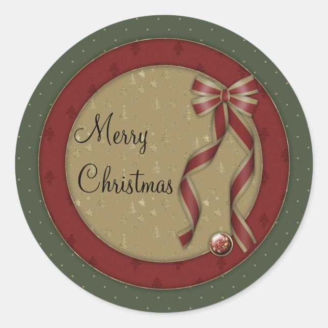 Pegatina Redonda Feliz Navidad (Anverso)