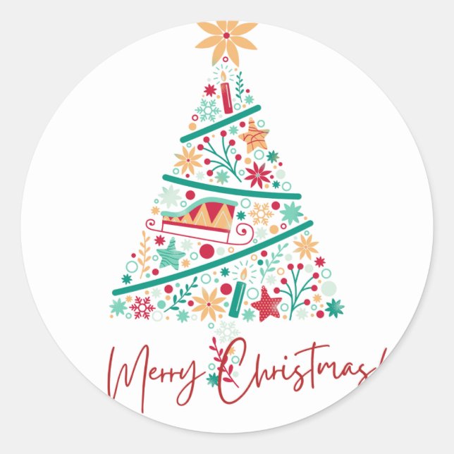Pegatina Redonda Feliz Navidad (Anverso)