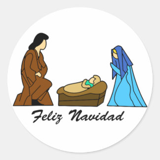 Pegatina Redonda Feliz Navidad