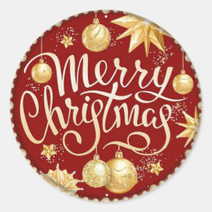 Pegatina Redonda Feliz Navidad