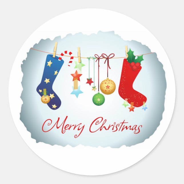 Pegatina Redonda Feliz Navidad (Anverso)