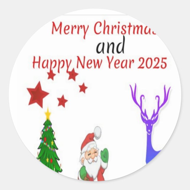 Pegatina Redonda Feliz Navidad 2024 (Anverso)