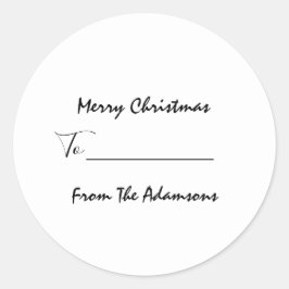 Pegatina Redonda Feliz Navidad a... de nombre familiar Holiday Whit