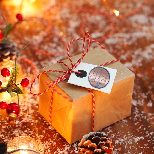 Pegatina Redonda Feliz Navidad A Del Purpurina De La Marina Azul Sa (Merry Christmas To From Blue Navy Glitter Santa Classic Round Sticker )