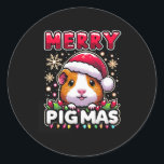 Pegatina Redonda Feliz Navidad a los Navidades de Navidad Guinea Pi<br><div class="desc">Feliz Navidad a Navidades divertidos de navidad regalo de amante del cerdo de Guinea</div>