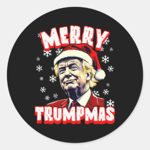 Pegatina Redonda Feliz Navidad a los Navidades de Trump