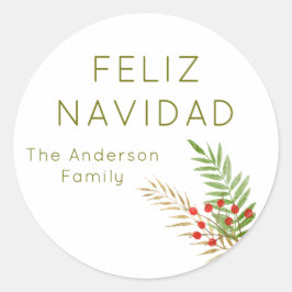 Pegatina Redonda Feliz Navidad a los Navidades españoles
