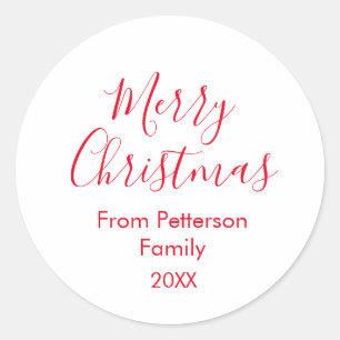 Pegatina Redonda Feliz Navidad añádase el nombre de la familia año