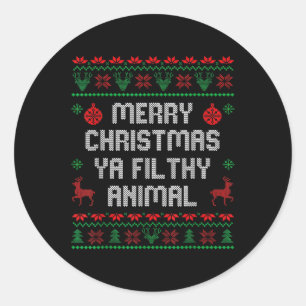 Pegatina Redonda Feliz Navidad Animal Filthy Ya Xmas Familia Pajam