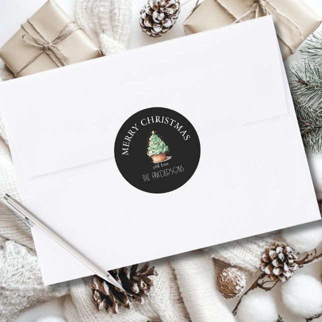 Pegatina Redonda Feliz Navidad! Árbol de Navidades-torta (Subido por el creador)