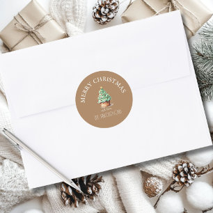 Pegatina Redonda Feliz Navidad! Árbol de Navidades-torta