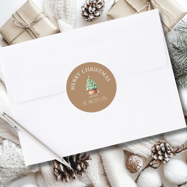 Pegatina Redonda Feliz Navidad! Árbol de Navidades-torta (Subido por el creador)