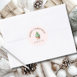 Pegatina Redonda Feliz Navidad! Árbol de Navidades-torta