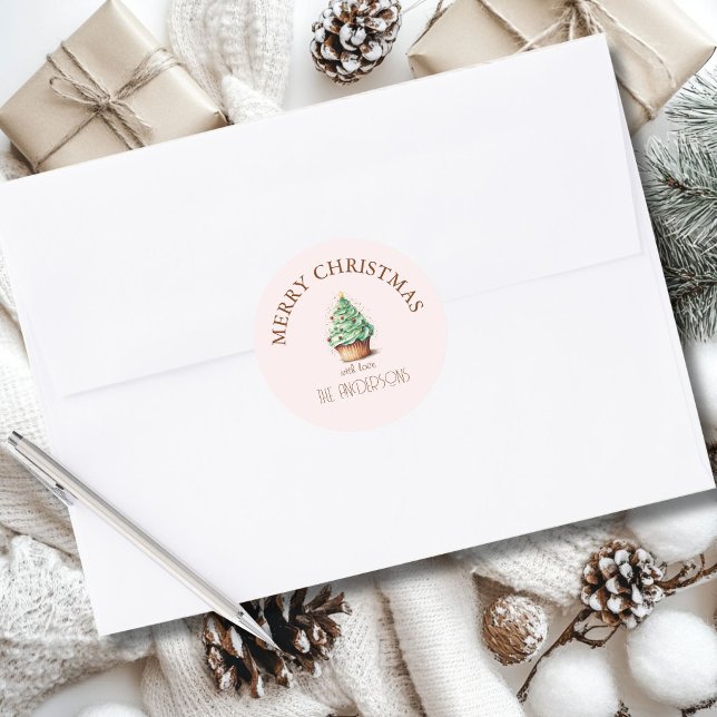 Pegatina Redonda Feliz Navidad! Árbol de Navidades-torta (Subido por el creador)