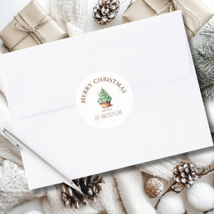 Pegatina Redonda Feliz Navidad! Árbol de Navidades-torta