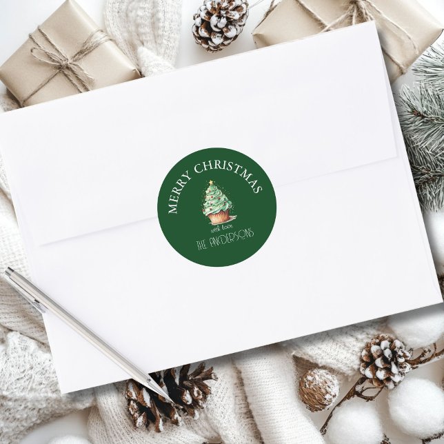 Pegatina Redonda Feliz Navidad! Árbol de Navidades-torta (Subido por el creador)