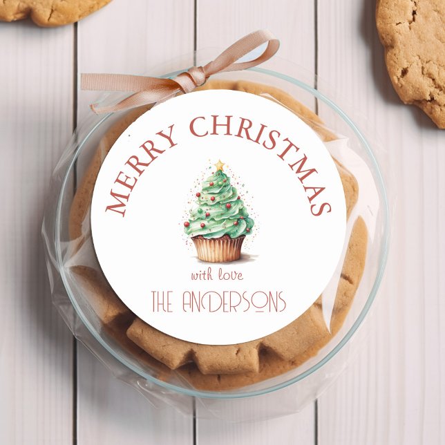 Pegatina Redonda Feliz Navidad! Árbol de Navidades-torta (Subido por el creador)