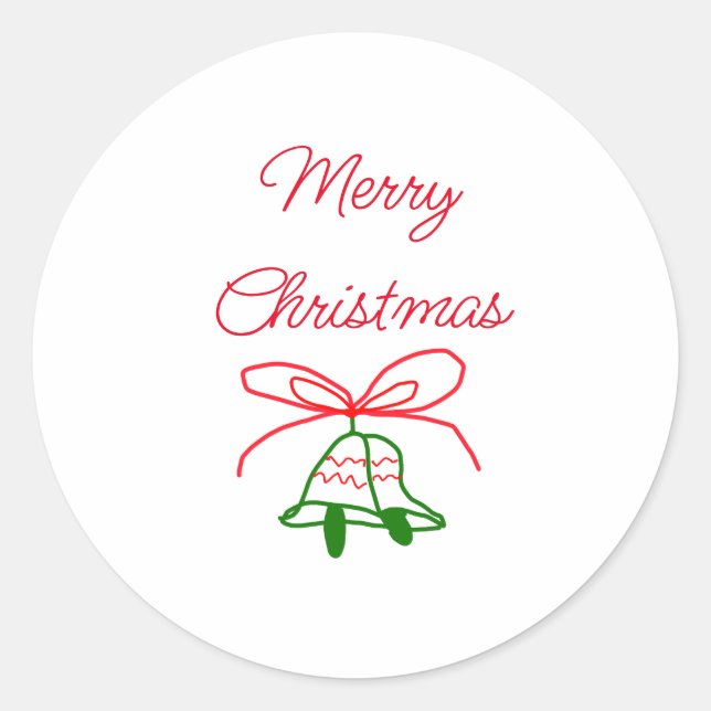 Pegatina Redonda Feliz Navidad arcos rojos con campanas de jingle v (Anverso)