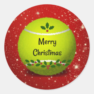 Pegatina Redonda Feliz Navidad, baile de tenis