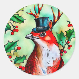 Pegatina Redonda Feliz Navidad Bird