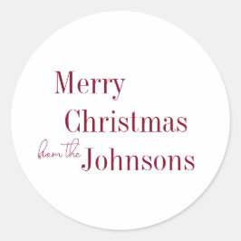 Pegatina Redonda Feliz Navidad Borgoña Minimal