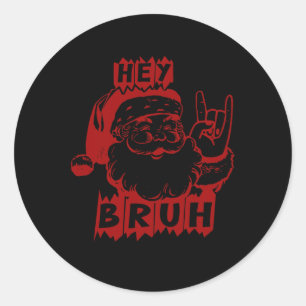 Pegatina Redonda Feliz Navidad Bruh Funny Santa Claus Retro Hombres
