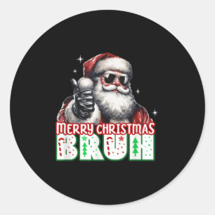 Pegatina Redonda Feliz Navidad Bruh Pulgar Arriba Tranquilo Santa C