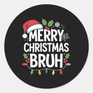 Pegatina Redonda Feliz Navidad Bruto Feliz Navidad Navidad Familia